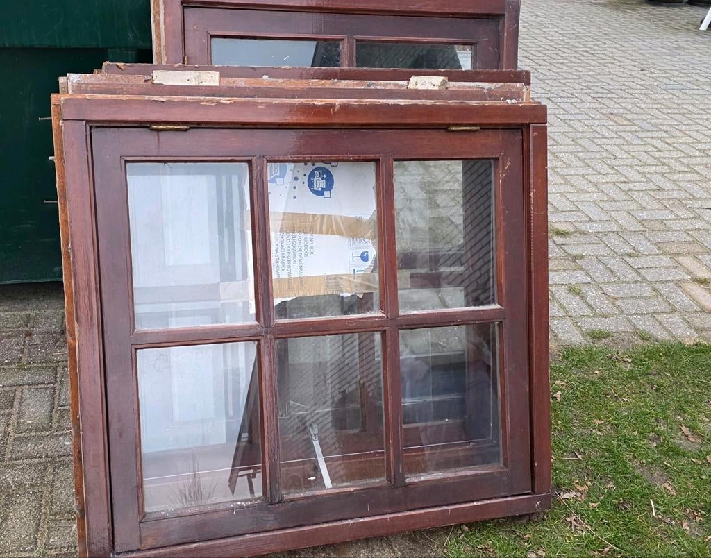 4 boerderij ramen, Ophalen, Hout, Raamkozijn