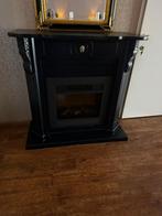 Kachel + massief grenen ombouw ral5004, Ophalen, Gebruikt, Vrijstaande haard, Elektrische haard
