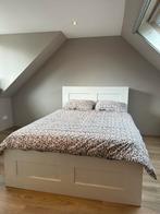 Ikea Brimnes bed 140 x 200 met lattenbodem en hoofdbord, Huis en Inrichting, Ophalen, Gebruikt, Wit, Tweepersoons