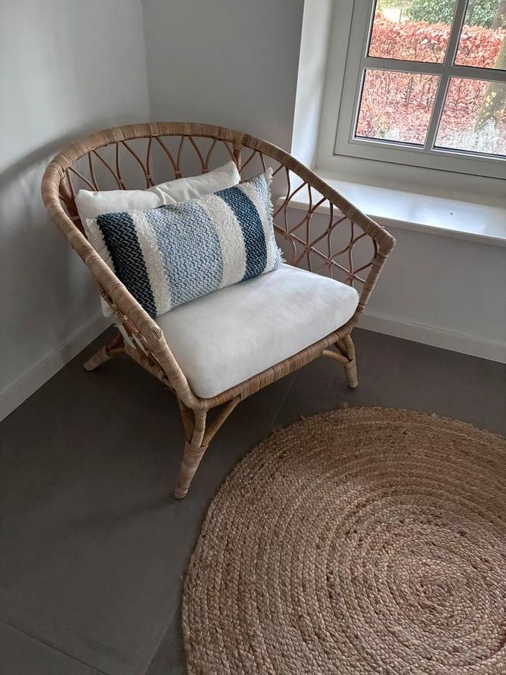 IKEA Rieten Fauteuil, Huis en Inrichting, Fauteuils, Gebruikt, Riet of Rotan, Stof, 75 tot 100 cm, Ophalen