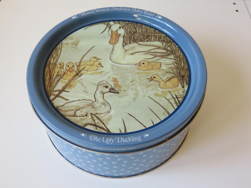 Koekblik, blik Hans Christiaan Andersen Het lelijke eendje, Verzamelen, Ophalen of Verzenden, Gebruikt, Koek(jes), Overige merken