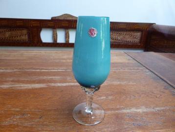 Vintage opaline vaasje in blauw, Italy beschikbaar voor biedingen