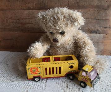 Originele vintage circus auto Buddy L truck met oplegger beschikbaar voor biedingen