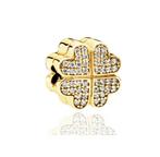 Gouden Klavertje Vier Bedel met Strass, Overige merken, Overige materialen, Verzenden, Zo goed als nieuw