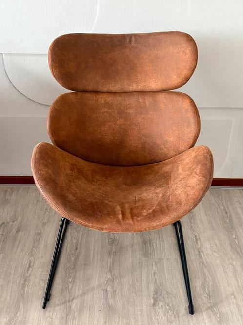 Loungestoel cognac bruin, Huis en Inrichting, Stoelen, Gebruikt, Eén, Bruin, Ophalen