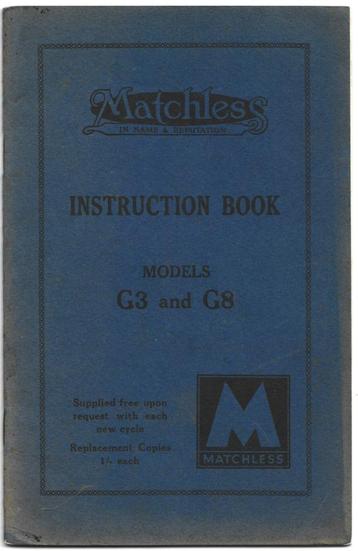 Matchless G3 G8 instruction book motor (7464z) beschikbaar voor biedingen