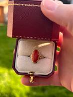 Vintage ring bloedkoraal, Sieraden, Tassen en Uiterlijk, Antieke sieraden, Goud, Ophalen of Verzenden, Ring
