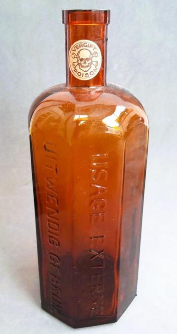 Om 1900 - 1925 Groot Model 1 Liter Giffles Medicijnfles Fles beschikbaar voor biedingen
