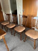 4 houten stoelen, Ophalen, Gebruikt, Bruin, Hout