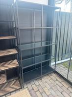 Industriële ikea vittsjö Boekenkast Metaal/Glas zwart bruin, Ophalen, Met plank(en), Gebruikt, 100 tot 150 cm