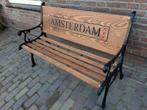 Tuinbankje AMSTERDAM gietijzer met hout, Tuin en Terras, Ophalen