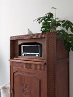 Art deco muziekkast met houtsnijwerk en inlegwerk, Ophalen, 100 tot 150 cm, 50 tot 100 cm, Zo goed als nieuw