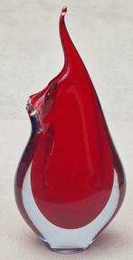 MURANO SOMMERSO flowerbud vase rood-ijsblauw, Antiek en Kunst, Antiek | Glas en Kristal, Ophalen of Verzenden
