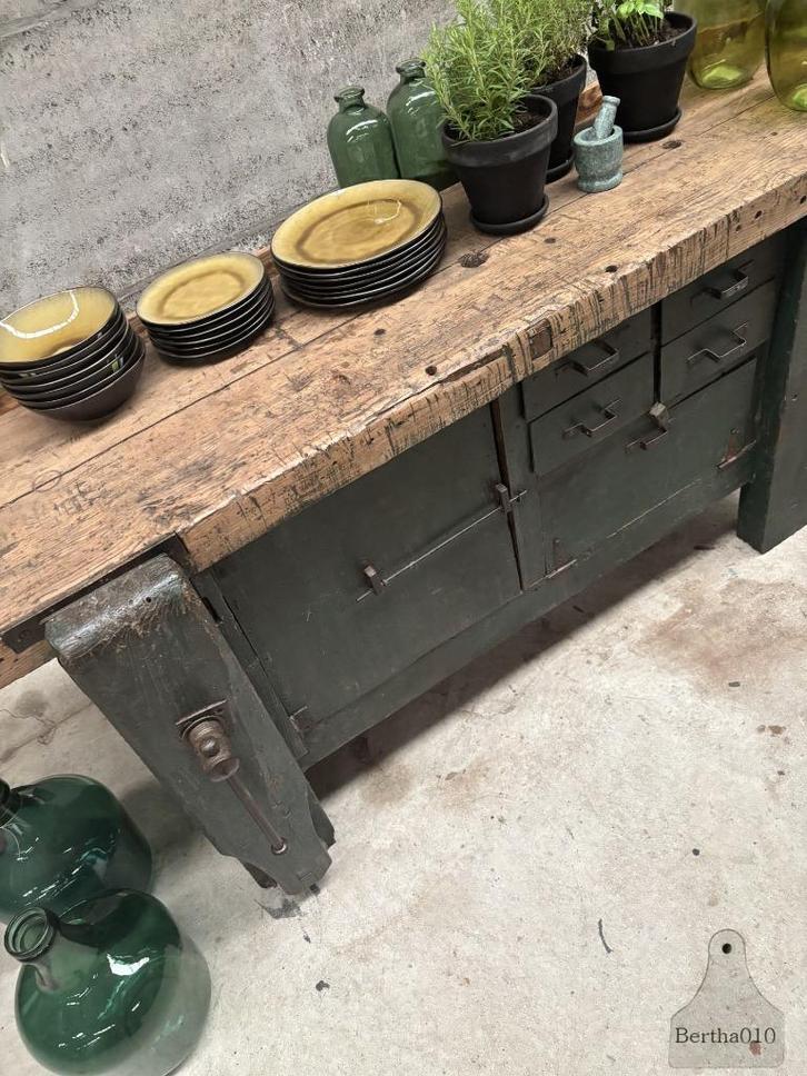 Prachtige donkergroene werkbank ideaal keukeneiland, Huis en Inrichting, Keuken | Keukenelementen, Zo goed als nieuw, Minder dan 100 cm