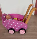 Janod houten poppenwagen inclusief dekentje en pop, Kinderen en Baby's, Speelgoed | Houten speelgoed, Ophalen of Verzenden, Gebruikt