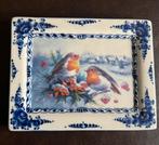 Antiek Wandbord Roodborstjes Gzhel Stijl, Ophalen of Verzenden