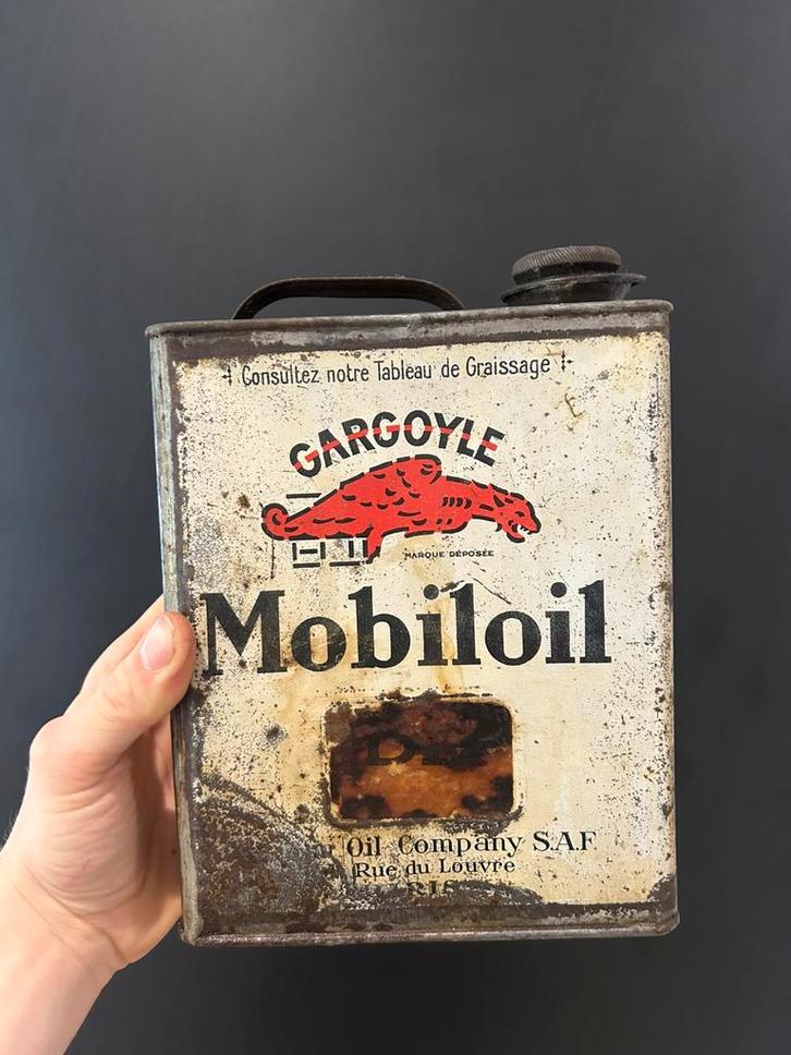 Olie blik olieblik oil can vintage mobiloil Gargoyle, Verzamelen, Blikken, Zo goed als nieuw, Overige, Ophalen of Verzenden