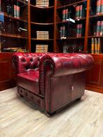 Chesterfield oxblood fauteuils, Huis en Inrichting, Fauteuils, 100 tot 125 cm, Gebruikt, Leer, Ophalen of Verzenden