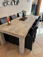 Eetkamerstoelen 4 leren fauteuils en 2 stoffe fauteuils, Huis en Inrichting, Ophalen, Zo goed als nieuw, 50 tot 75 cm, Leer