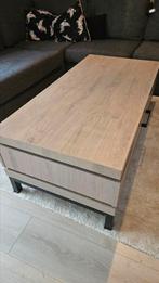 Setje stevige salontafel en eettafel met zwart metalen poten, Ophalen, Gebruikt, 100 tot 150 cm, 50 tot 100 cm