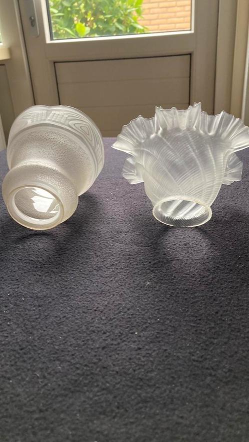 2 x Antieke glazen lampenkapje. -set of los- ONBESCHADIGD!, Antiek en Kunst, Curiosa en Brocante, Ophalen of Verzenden