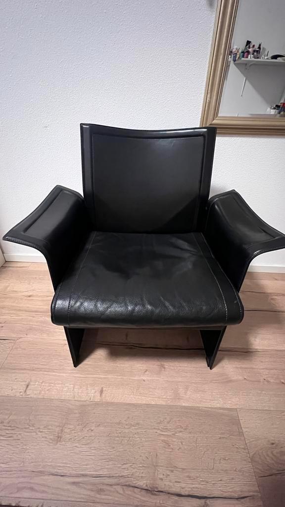 Matteo Grassi leren fauteuil –in goede staat, Huis en Inrichting, Fauteuils, Gebruikt, Leer, Overige materialen, 50 tot 75 cm