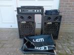 LEM LPP95 luidsprekers + versterker + kabels, Ophalen, 120 watt of meer, Front, Rear of Stereo speakers, Overige merken