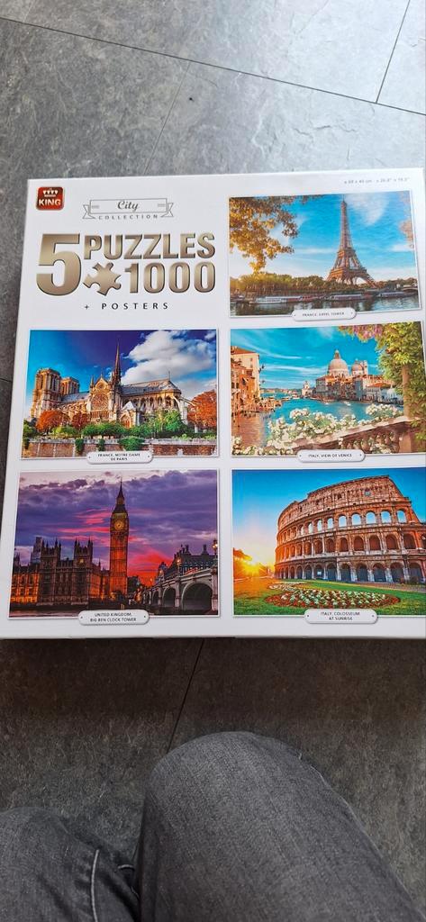 King 5 Puzzels 1000 stukjes - City Collection, Hobby en Vrije tijd, Denksport en Puzzels, Zo goed als nieuw, Legpuzzel, 500 t/m 1500 stukjes