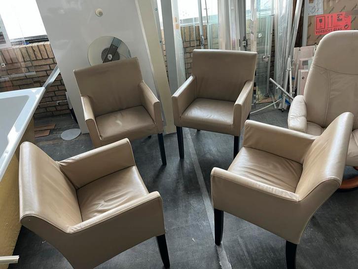 Mooie leren Eetkamerstoelen - Set van 4, Huis en Inrichting, Stoelen, Gebruikt, Vier, Leer, Overige kleuren, Ophalen