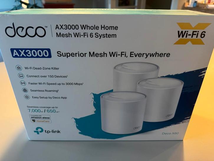 TP-Link Deco X60 AX3000 Mesh WiFi Systeem, Computers en Software, Powerlines, Zo goed als nieuw, Ophalen of Verzenden