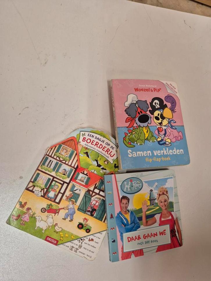 Boekenpakket: Woezel & Pip, Boerderij, Juf Roos, Boeken, Kinderboeken | Baby's en Peuters, Zo goed als nieuw, 2 tot 3 jaar, Uitklap-, Voel- of Ontdekboek