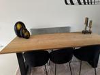 houten tafel met zwarte stalen poten, Ophalen, Gebruikt, Eikenhout, 200 cm of meer