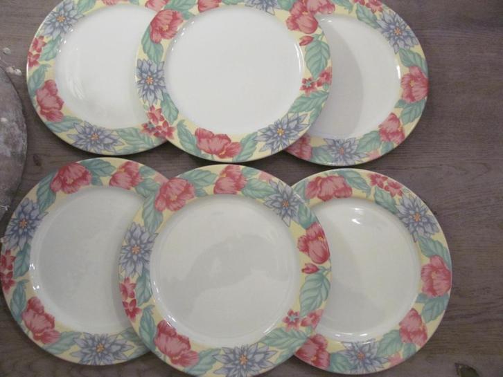 6 Apilco France Aphrodite B. Frappier Diner Borden, Huis en Inrichting, Keuken | Servies, Zo goed als nieuw, Bord(en), Overige stijlen