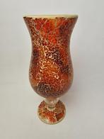 # Grote Amberkleurig Windlicht Gebarsten Glas, Huis en Inrichting, Woonaccessoires | Kandelaars en Kaarsen, Ophalen of Verzenden