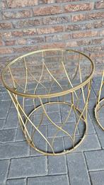 Twee Gouden Glazen Salontafels Riverdale., Minder dan 45 cm, Minder dan 55 cm, Gebruikt, Rond
