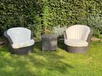 Luxe wicker tuinstoelen / pool chairs met tafeltje, Ophalen, Gebruikt, Wicker
