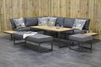 Dallas Aluminium Loungeset Hoekbank met Hoge Tafel met Bankj, Aluminium, Zo goed als nieuw, Loungeset, 7 zitplaatsen