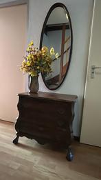 Antiek kast met Spiegel en Bloemstuk, Antiek en Kunst, Antiek | Meubels | Kasten, Ophalen of Verzenden