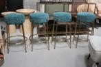 4 leuke ronde barkrukken LOKVA Light & Living metaal & stof, Ophalen, Met voetsteun, 60 tot 90 cm, Zo goed als nieuw