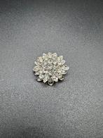 Zilverkleurige broche met strass steentjes, Sieraden, Tassen en Uiterlijk, Broches, Overige materialen, 4 tot 7 cm, Gebruikt, Ophalen of Verzenden
