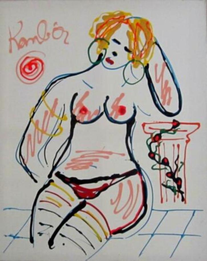 naakt===Jacob Kanbier 1949-2020 === doek 100 x 80 cm, Antiek en Kunst, Kunst | Schilderijen | Abstract, Ophalen