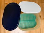 Tupperware Kaasdoos Lekrooster Snijplank indigo Blauw Deksel, Ophalen, Zo goed als nieuw, Groen, Overige typen