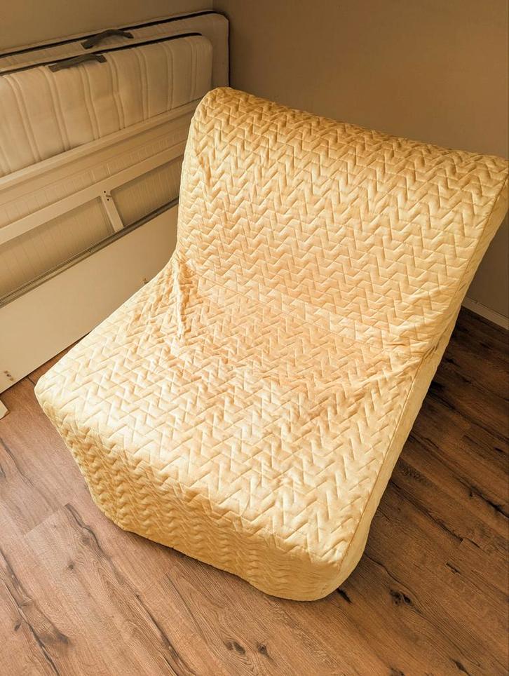 IKEA LYCKSELE LÖVÅS Slaapfauteuil - Geel, Huis en Inrichting, Slaapkamer | Bedden, Gebruikt, Eenpersoons, 80 cm, 190 cm of minder