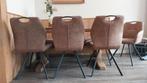 3 eetkamerstoelen cognac/bruin., 4 krukken, Ophalen, Zo goed als nieuw, 60 tot 90 cm