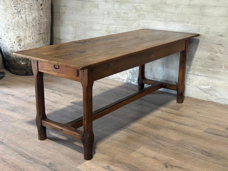 Antieke Franse boerentafel - 196 x 74 cm + 80 cm hoog, Antiek en Kunst, Antiek | Meubels | Tafels, Ophalen of Verzenden