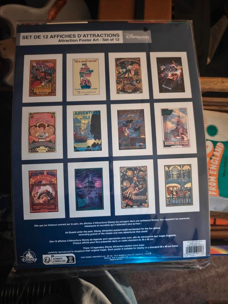 Disney Affiches Attracties - Set van 12, Verzamelen, Posters, Nieuw, Film en Tv, A1 t/m A3, Rechthoekig Staand, Ophalen of Verzenden