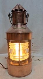 Antiek Koper en messing Toplicht scheepslamp, Ophalen of Verzenden