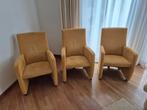 3 Leolux fauteuils geel met wielen prijs per stuk, Ophalen, Gebruikt