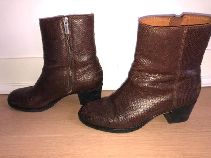 z.g.a.n. bruine snake-print shabbies enkellaarsjes maat 40., Kleding | Dames, Schoenen, Zo goed als nieuw, Lage of Enkellaarzen