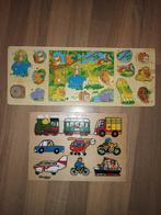 puzzels, hout, dieren en voertuigen, Ophalen, 2 tot 4 jaar, 10 tot 50 stukjes, Zo goed als nieuw